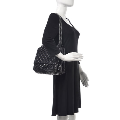 Chanel Metallic Aged Calfskin Quilted Reissue 2.55 Accordion Flap Black 2 of 10
