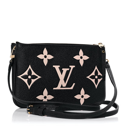 Louis Vuitton Empreinte Monogram Giant Double Zip Pochette Black Cream 3 of 12