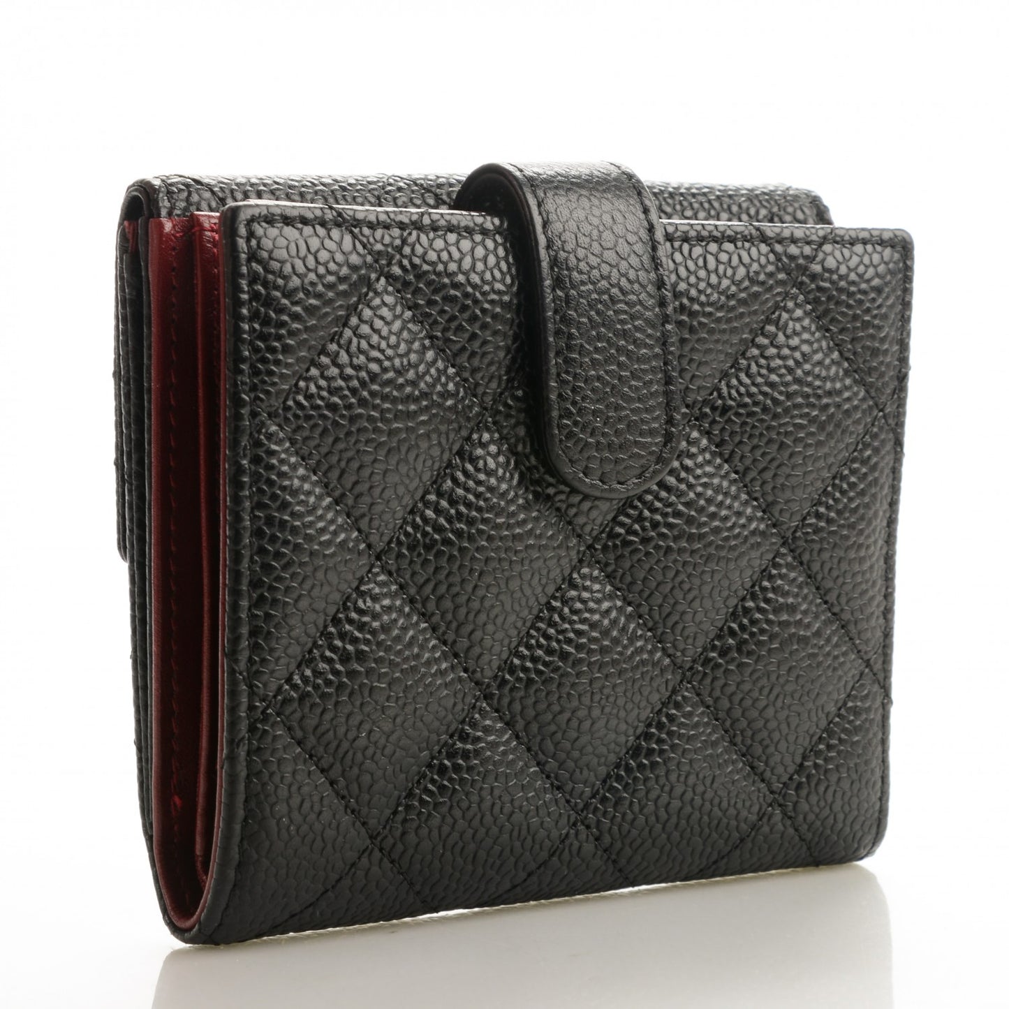 Caviar Quilted Compact French Flap Wallet