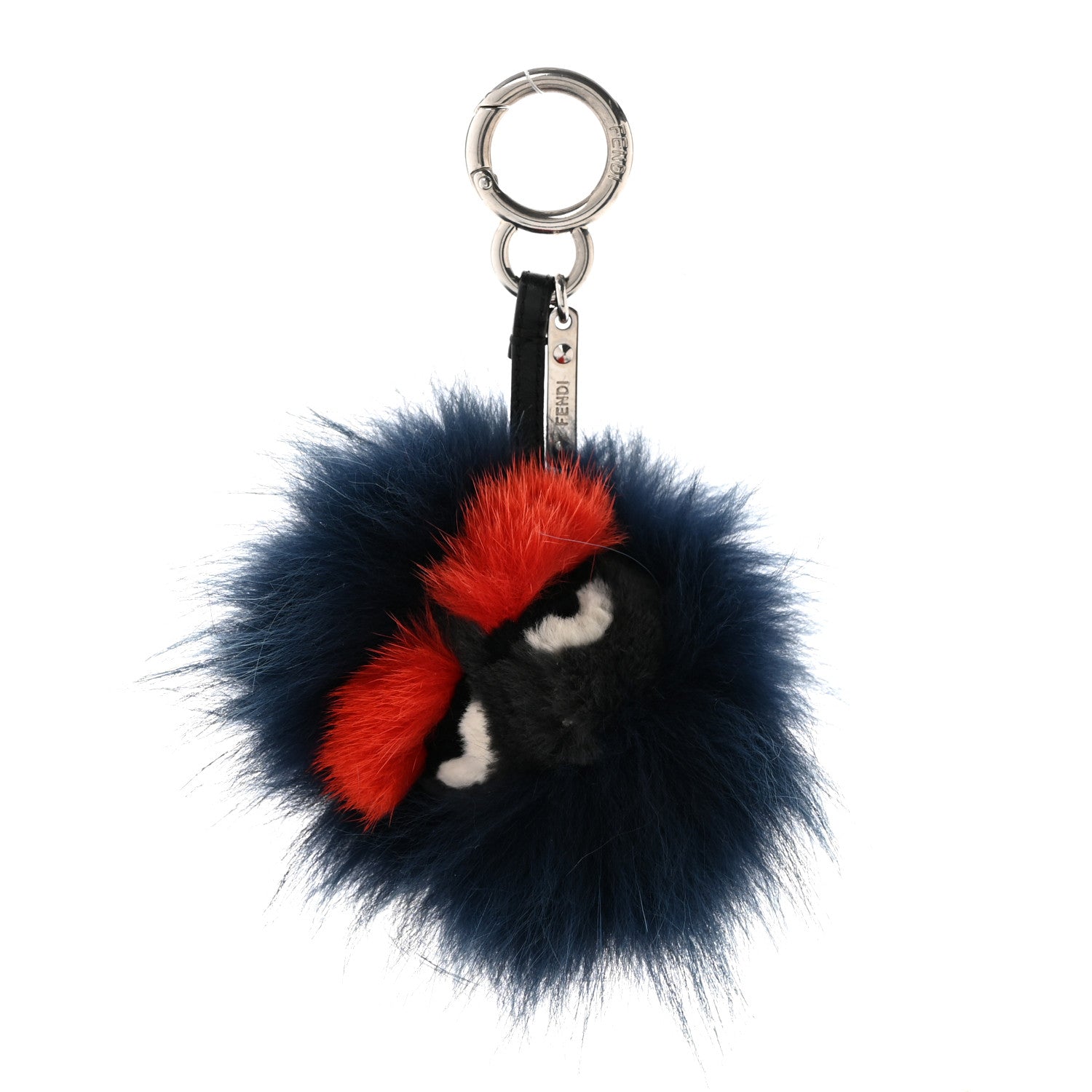 Fendi Rabbit Fox Mink Fur Freak Monster Bag Bug Charm Dark Red Navy 1 of 5