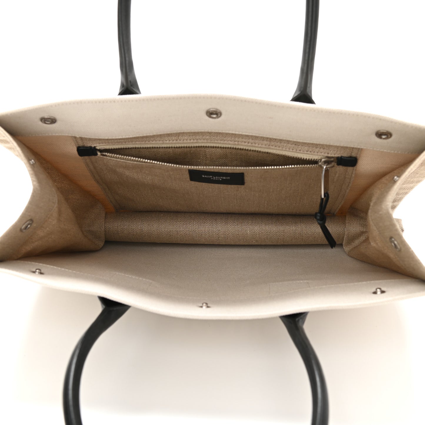 Linen Calfskin Small Rive Gauche Tote Greggio Natural