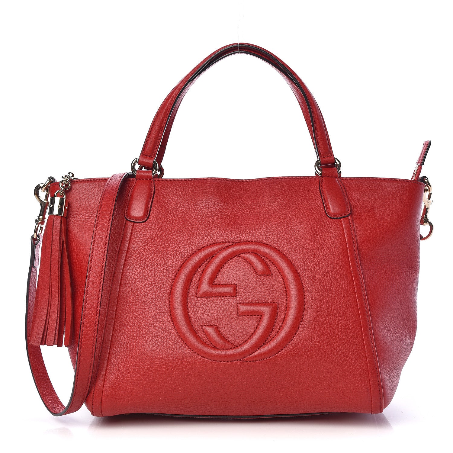 Gucci Pebbled Calfskin Small Soho Top Handle Bag Red 1 of 12