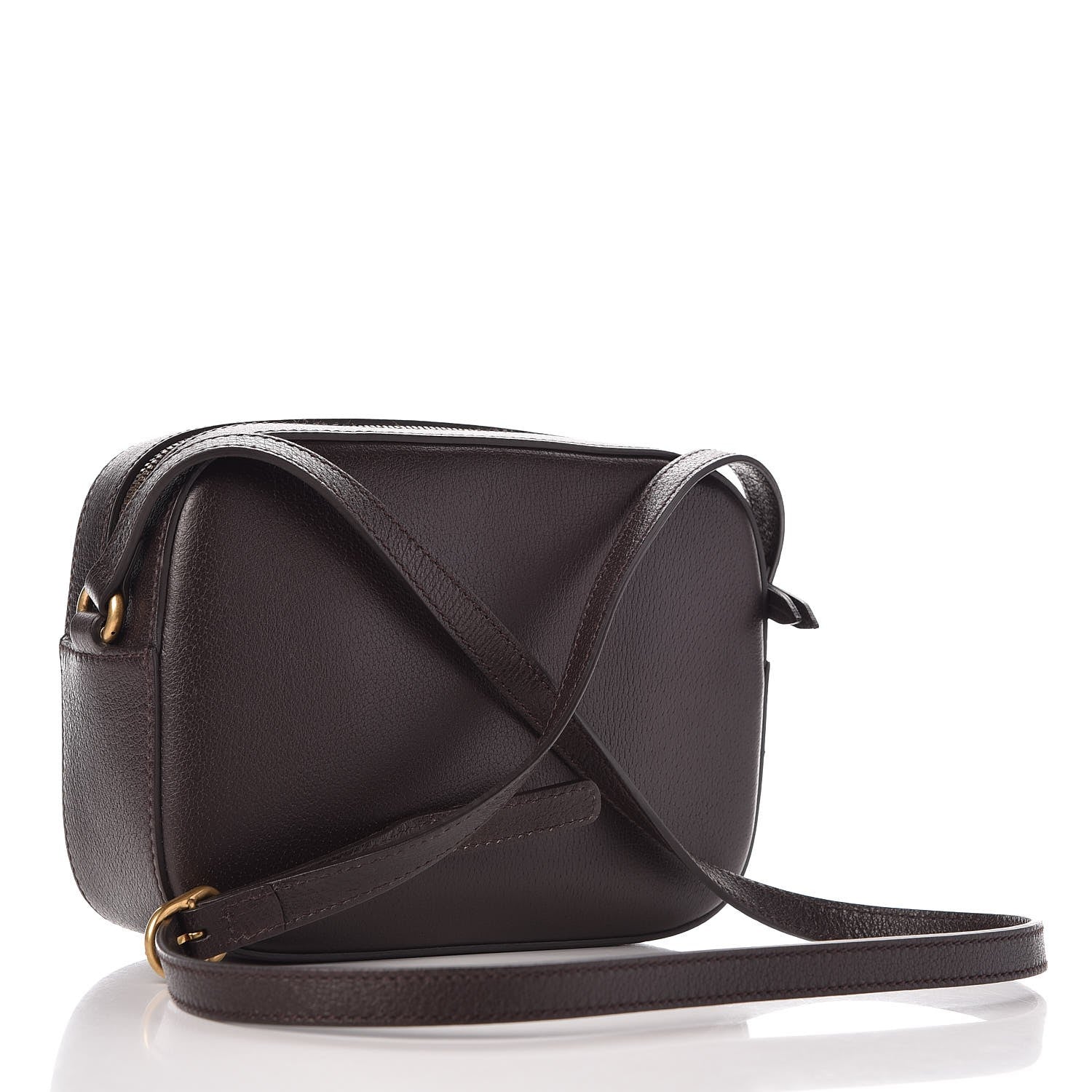 Gucci Textured Calfskin Web Small Webby Bee Shoulder Bag Brown Coffee 2 of 13