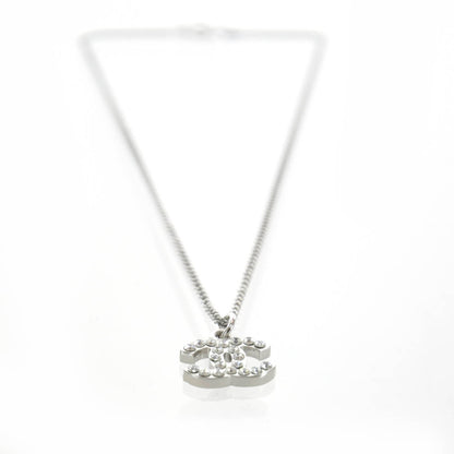 Chanel Swarovski Crystal CC Necklace Silver 1 of 5