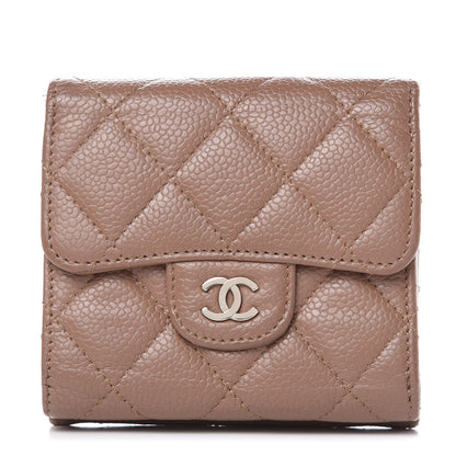 Chanel Caviar Quilted Compact Flap Wallet Dark Beige 1 of 14