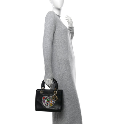 Christian Dior Calfskin Niki De Saint Phalle Heart Medium Supple Lady Dior Black 2 of 12