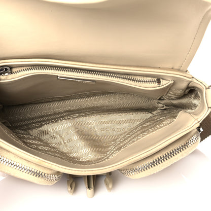 Prada Re-Nylon Spazzolato Double Pocket Buckle Shoulder Bag Deserto 9 of 15
