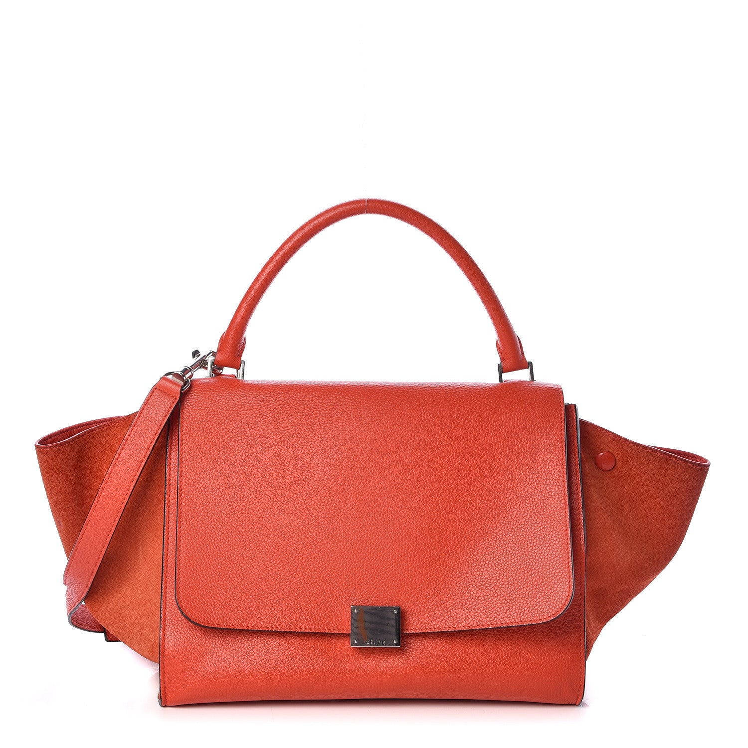 Celine Drummed Calfskin Suede Medium Trapeze Vermillion 1 of 12
