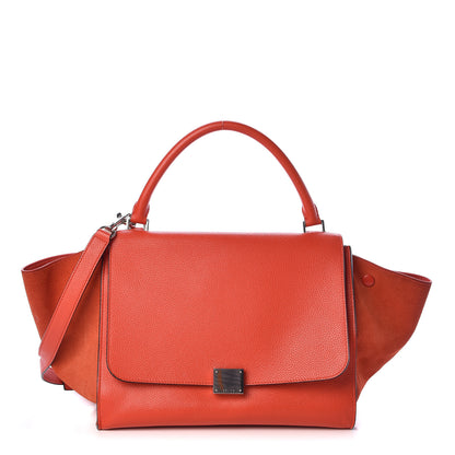 Celine Drummed Calfskin Suede Medium Trapeze Vermillion 1 of 12