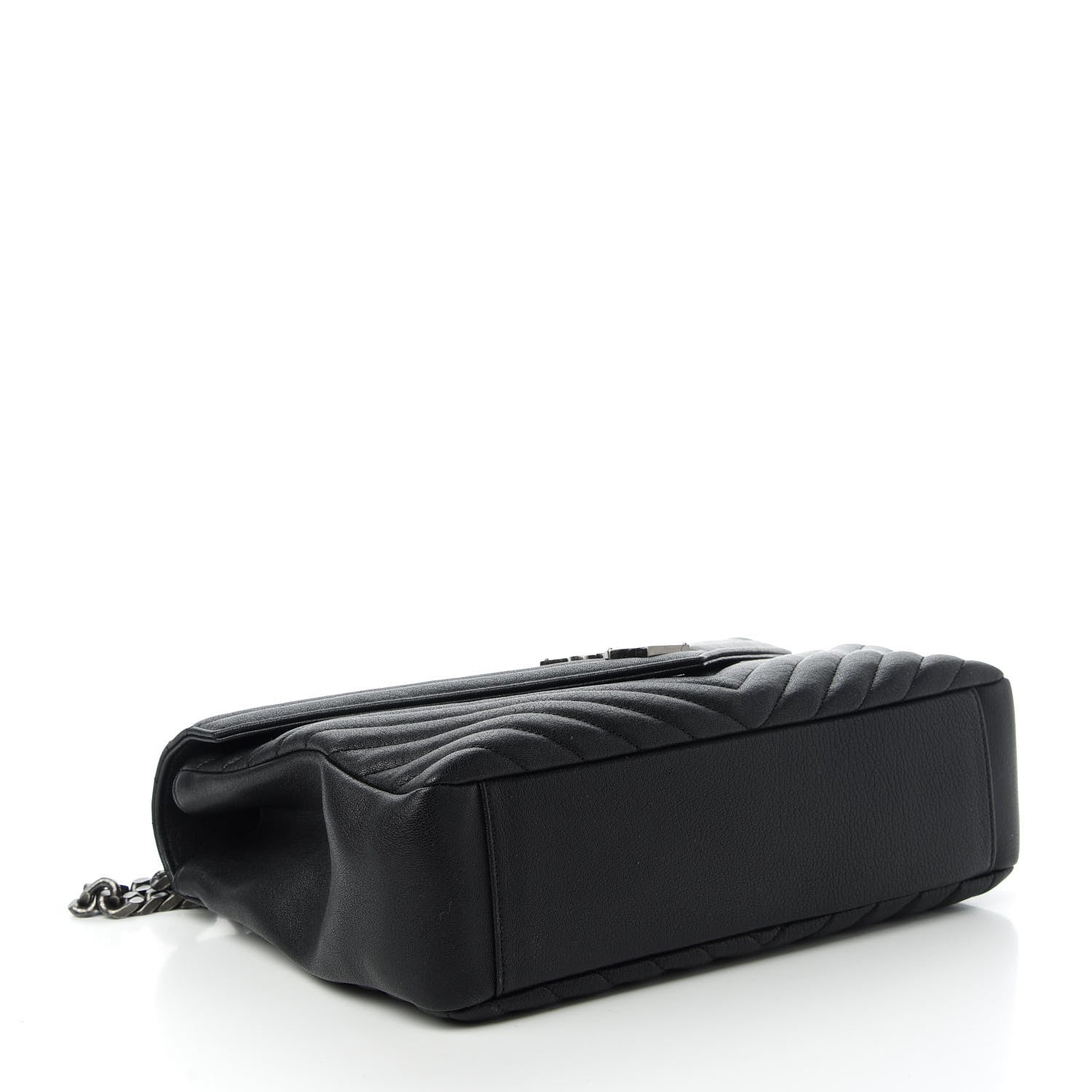 Saint Laurent Sheepskin Matelasse Chevron Monogram Large College Satchel Black 4 of 10