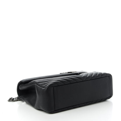 Saint Laurent Sheepskin Matelasse Chevron Monogram Large College Satchel Black 4 of 10