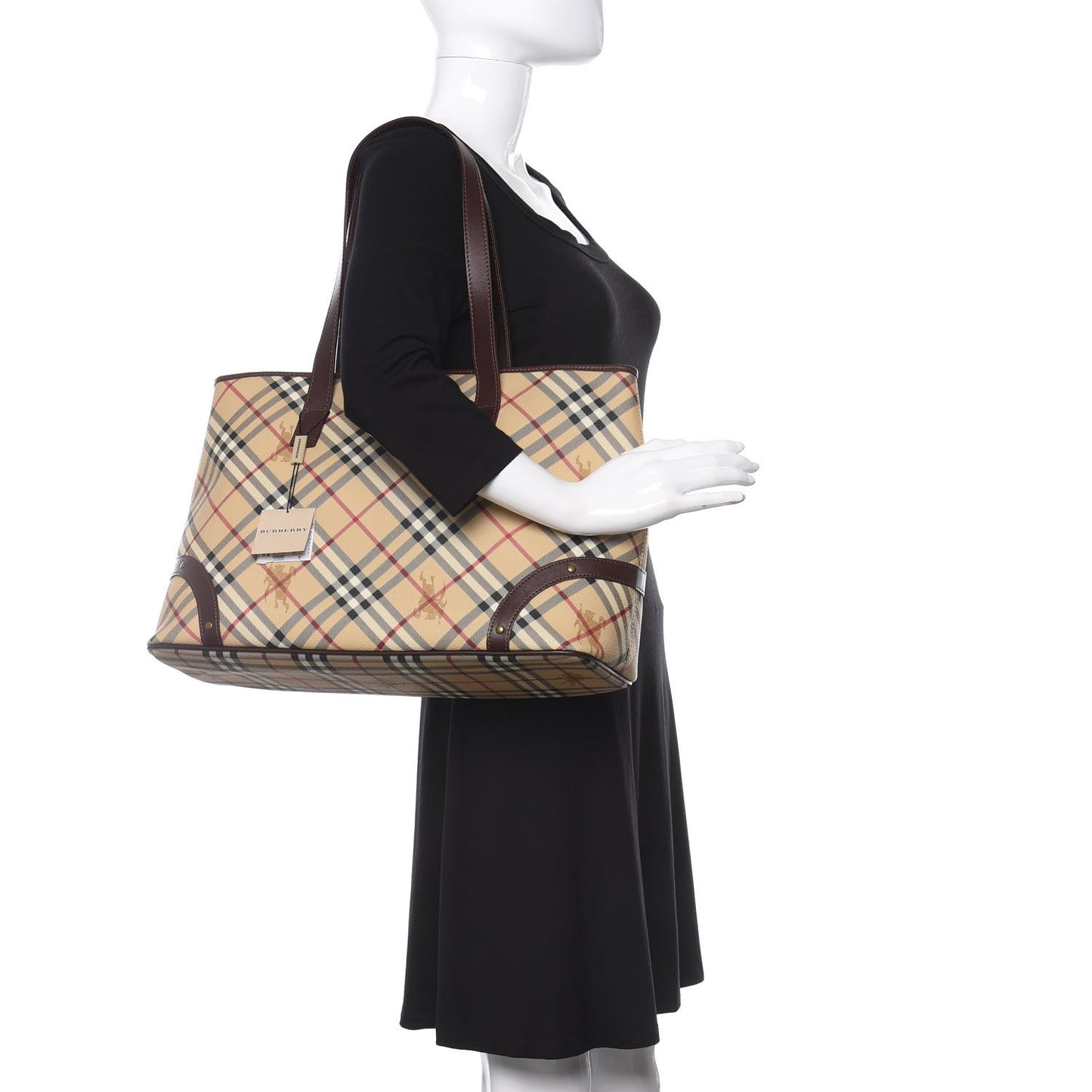Haymarket Check Studded Tote Bag Chocolate