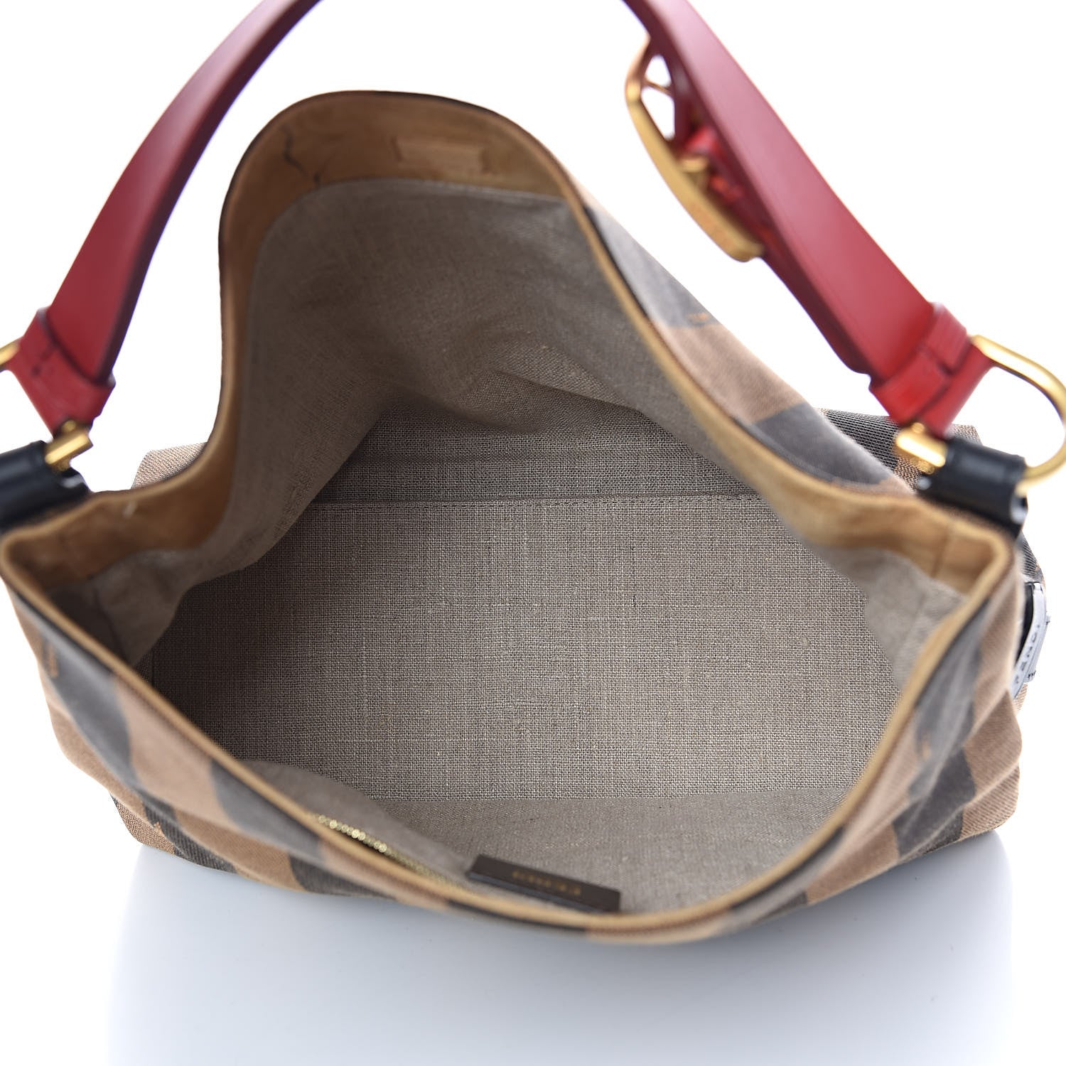 Fendi Pequin Cuoio Vegetale Medium Hobo Tobacco Rosso Black 5 of 10