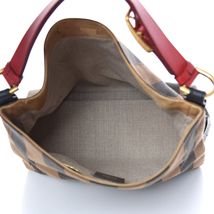 Fendi Pequin Cuoio Vegetale Medium Hobo Tobacco Rosso Black 5 of 10