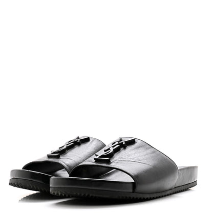 Saint Laurent Calfskin Monogram Jimmy Joan Slide Sandals 37 Black 3 of 10