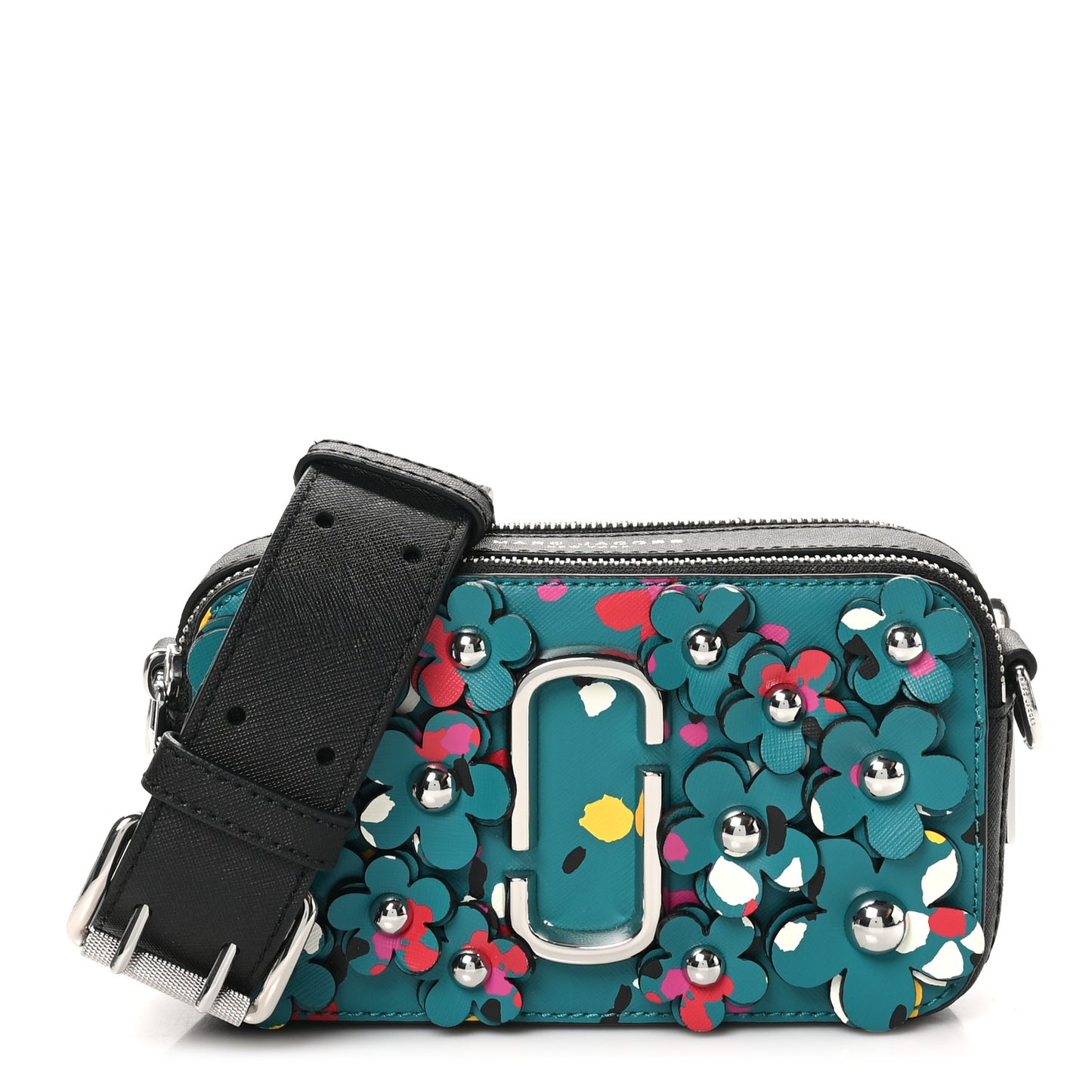 Saffiano Snapshot 3D Painted Flowers Camera Bag Blue Multicolor