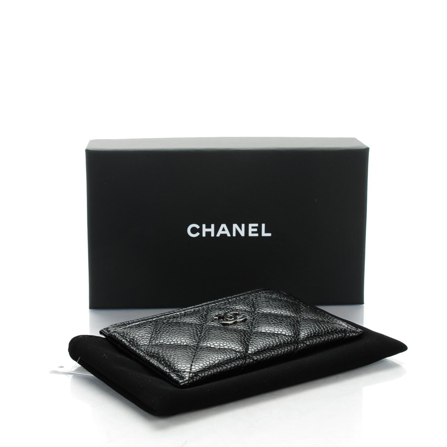 Caviar Quilted Card Holder Black