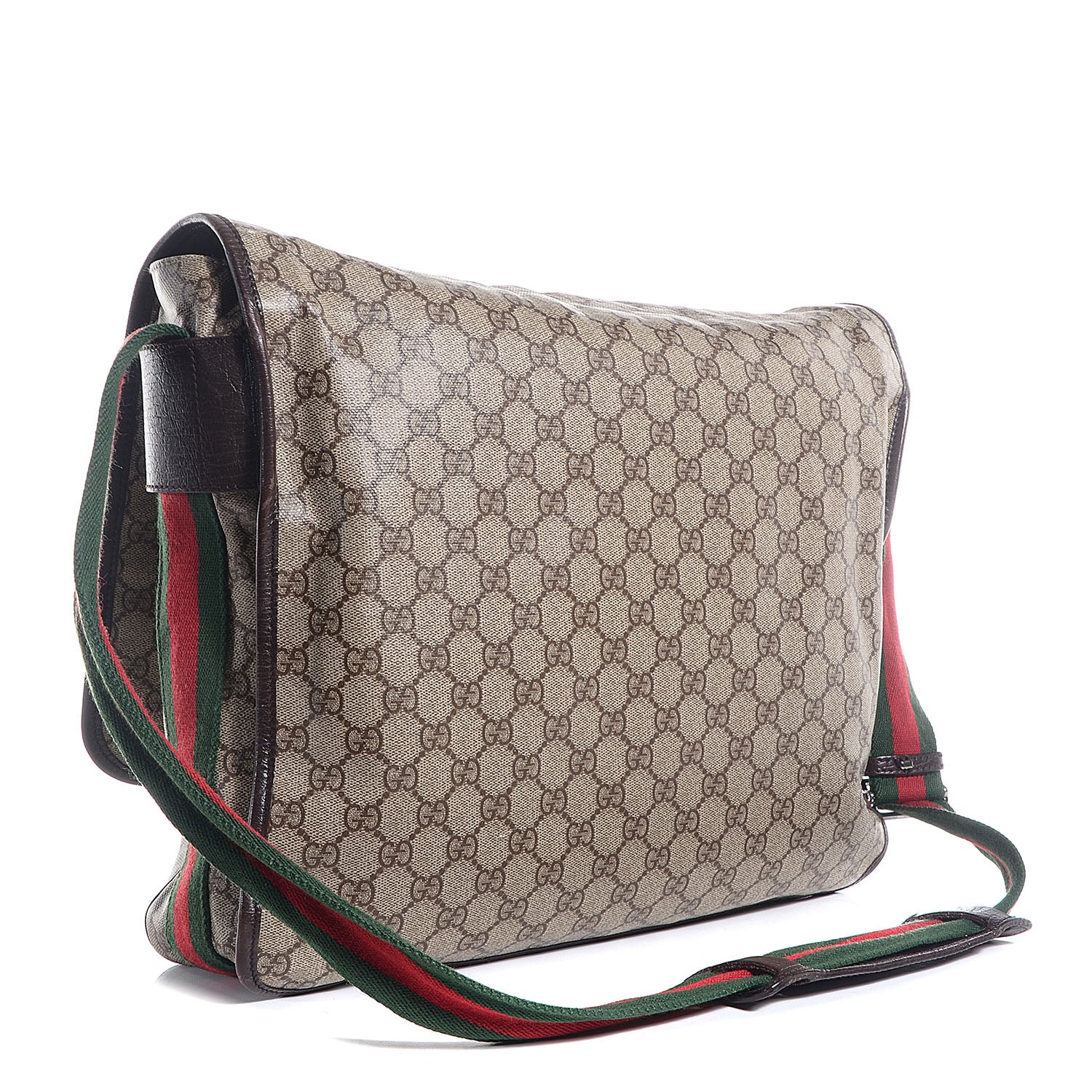 Gucci GG Plus Monogram Web Large Flap Messenger Bag Beige Dark Brown 3 of 7