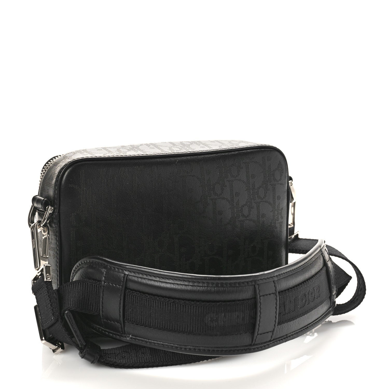 Christian Dior Calfskin Perforated Oblique Galaxy Safari Messenger Bag Black 3 of 8