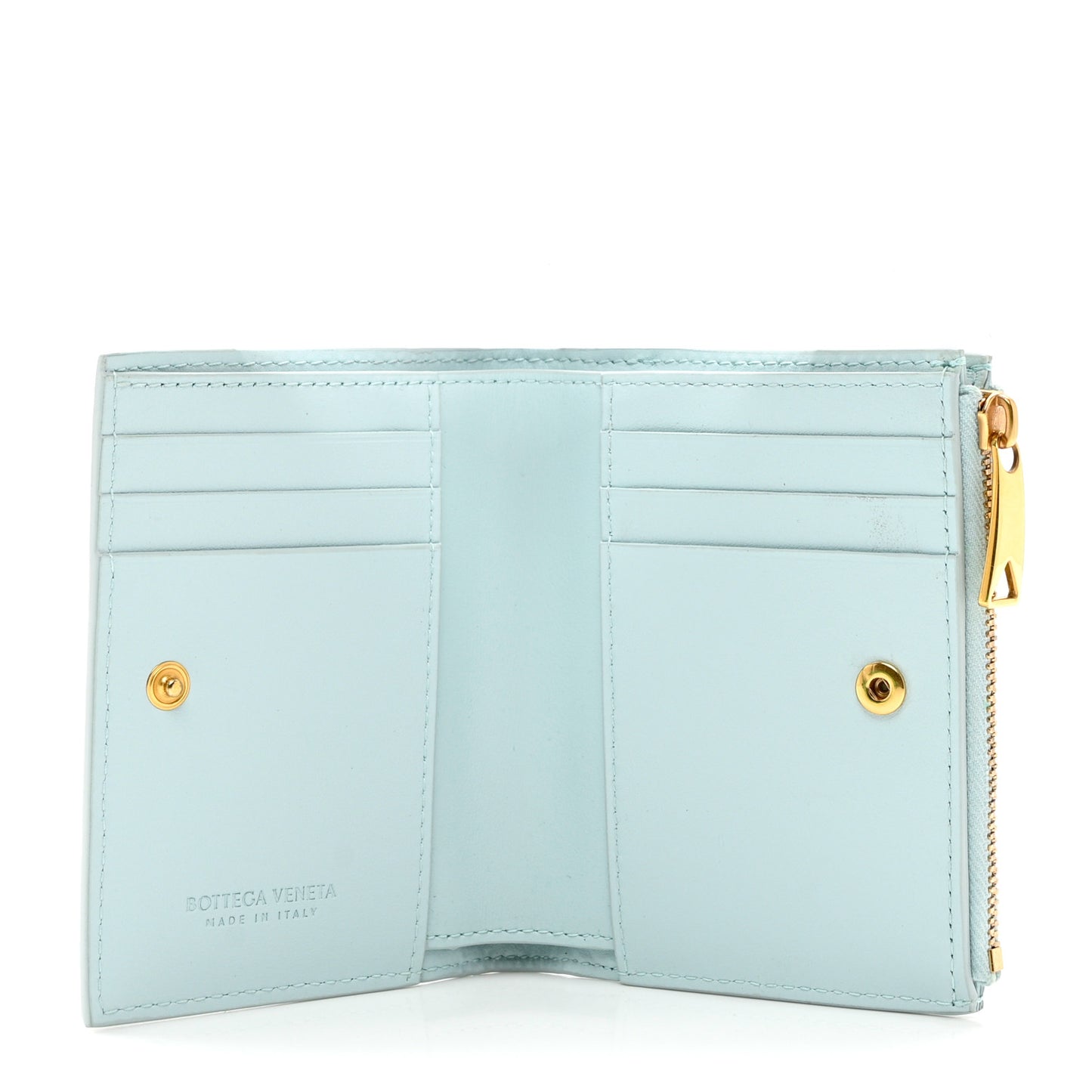 Nappa Intrecciato Bifold Zip Wallet Teal Washed