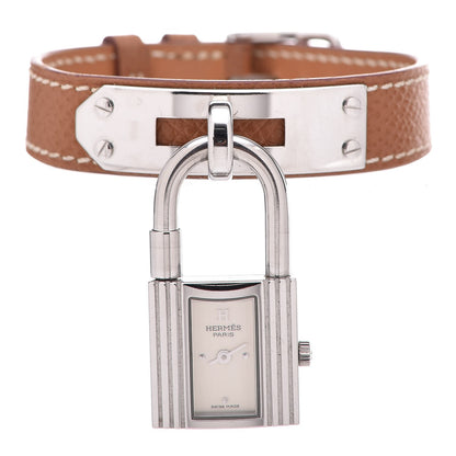 Hermes Stainless Steel Courchevel 20mm Kelly Cadena Quartz Watch Gold 1 of 5
