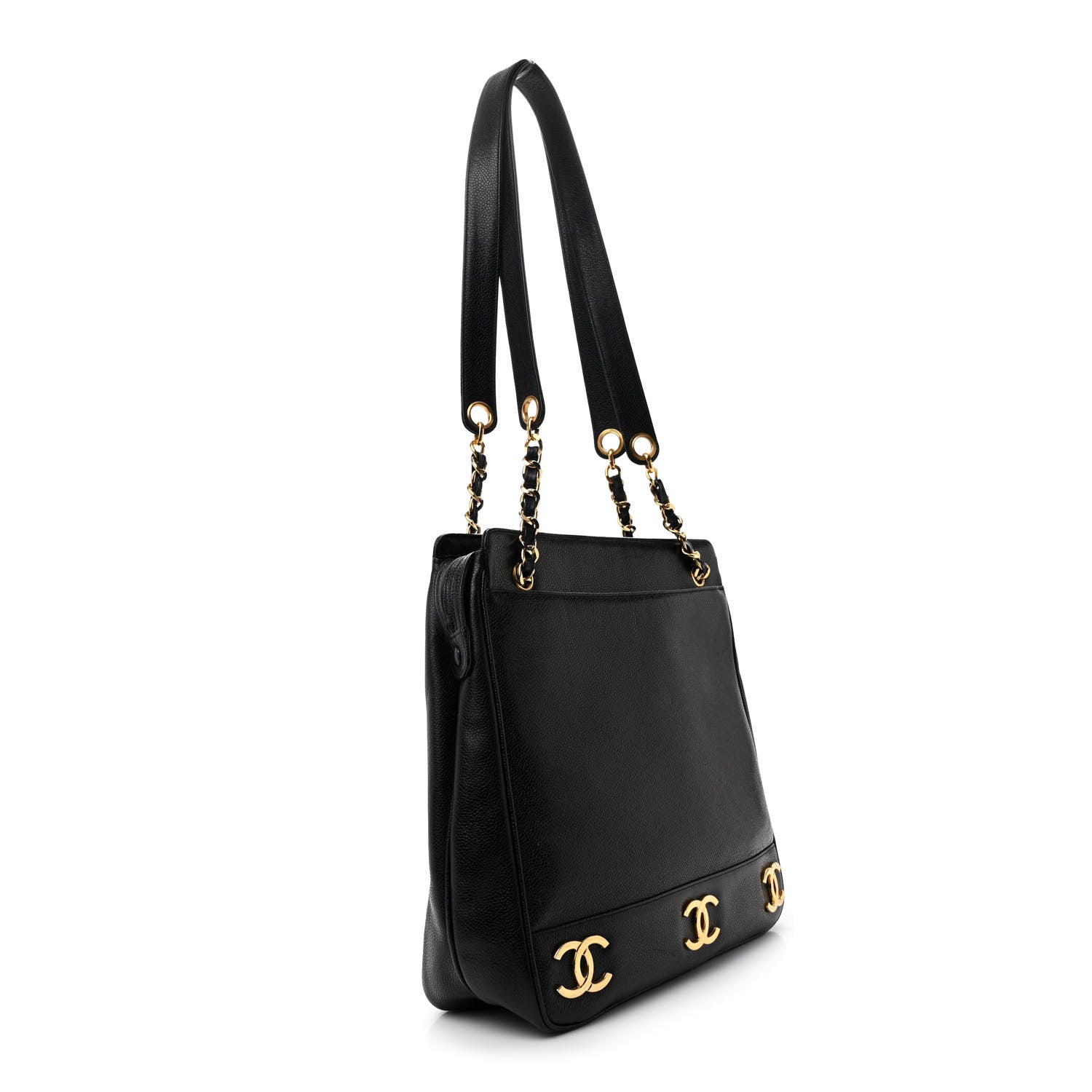 Chanel Caviar Triple CC Shoulder Bag Black 3 of 15