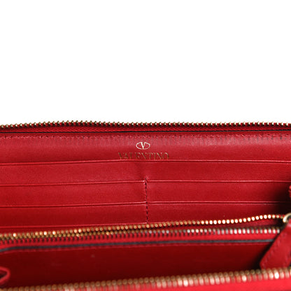 Valentino Garavani Calfskin Rockstud Zip Around Wallet Rosso Valentino 6 of 13