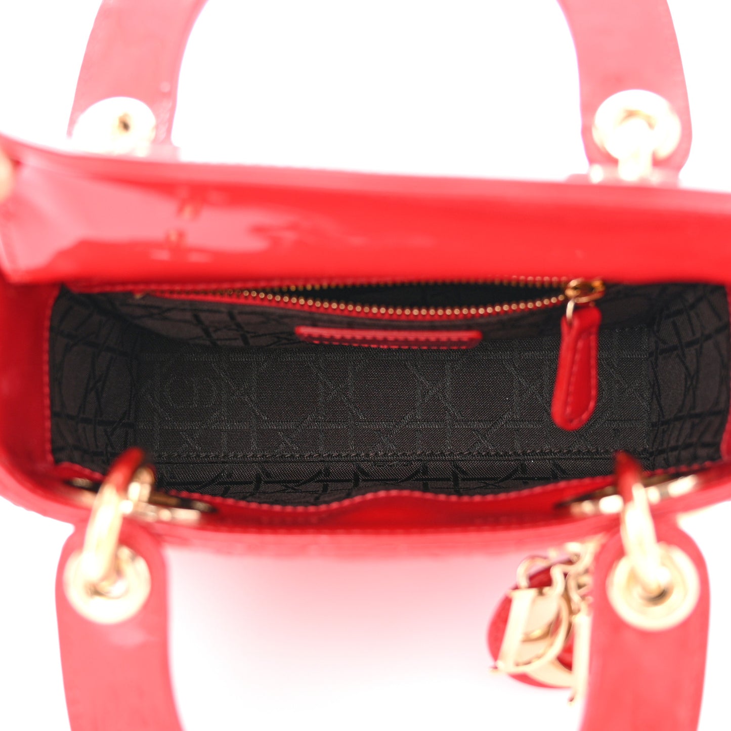 Patent Cannage Mini Lady Dior Red