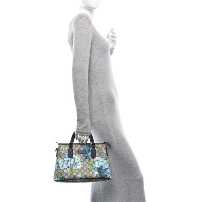 Gucci GG Supreme Monogram Blooms Small Zippered Tote Blue 2 of 11