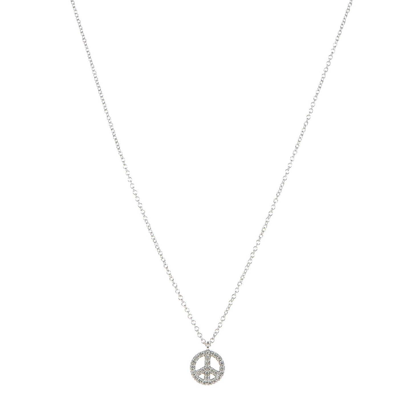 18K White Gold Diamond Metro Peace Pendant Necklace