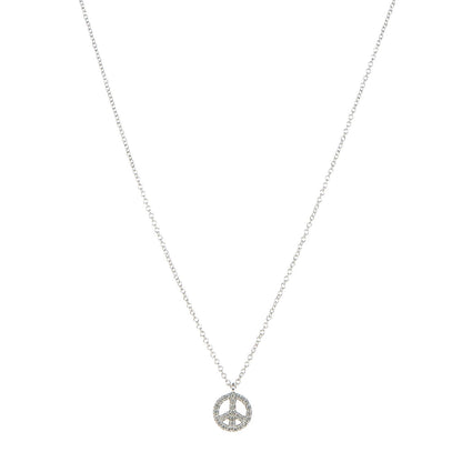 Tiffany 18K White Gold Diamond Metro Peace Pendant Necklace 1 of 6