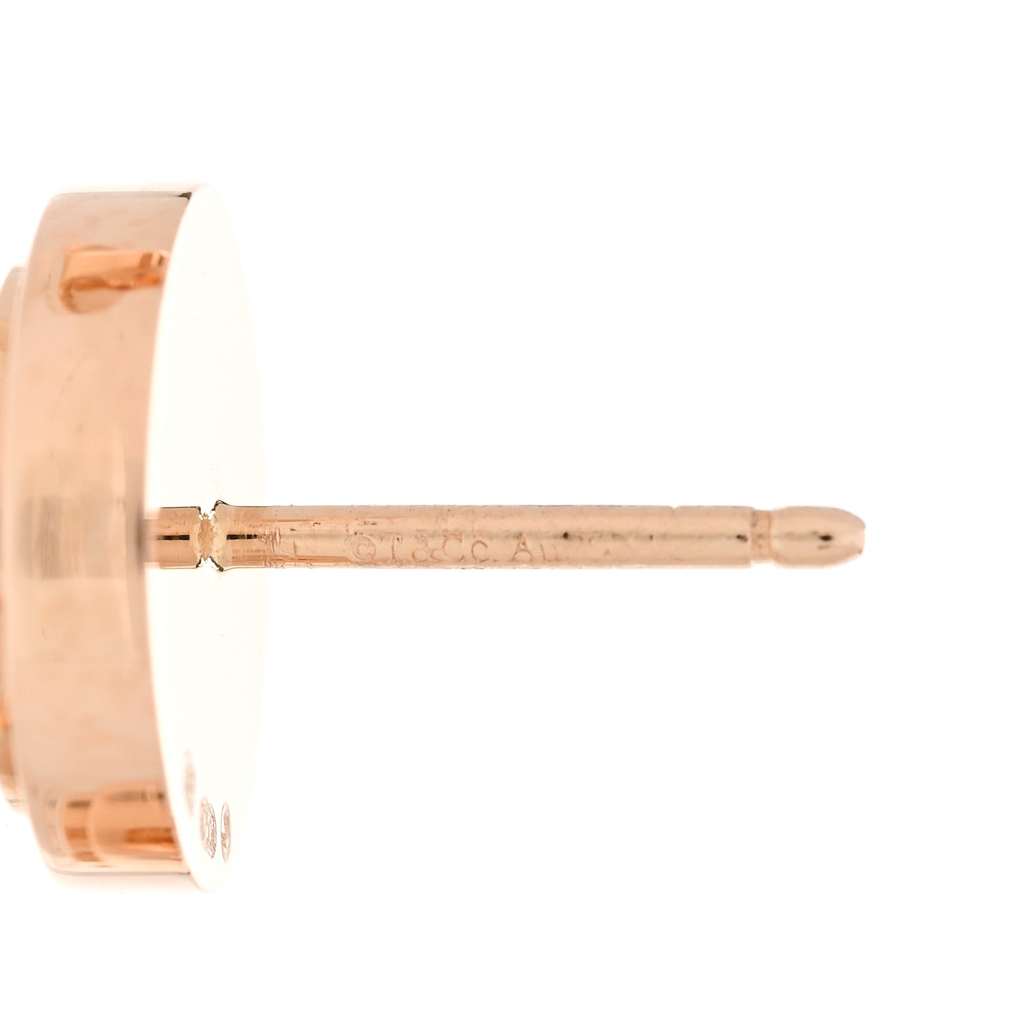 Tiffany 18K Rose Gold Mother of Pearl T Circle Earrings 4 of 6