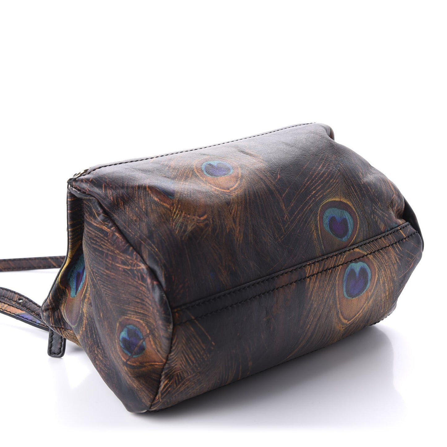 Calfskin Peacock Print Mini Pandora Multicolor