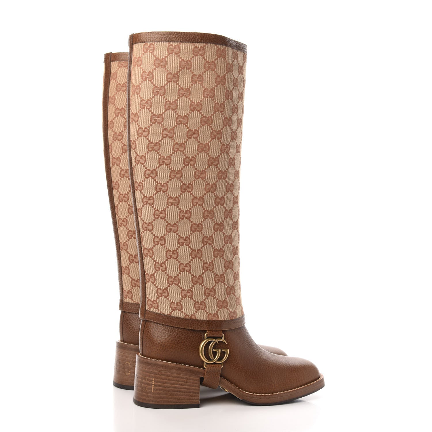 Gucci Monogram Canvas GG Boots 37.5 Beige Ruggine 5 of 11