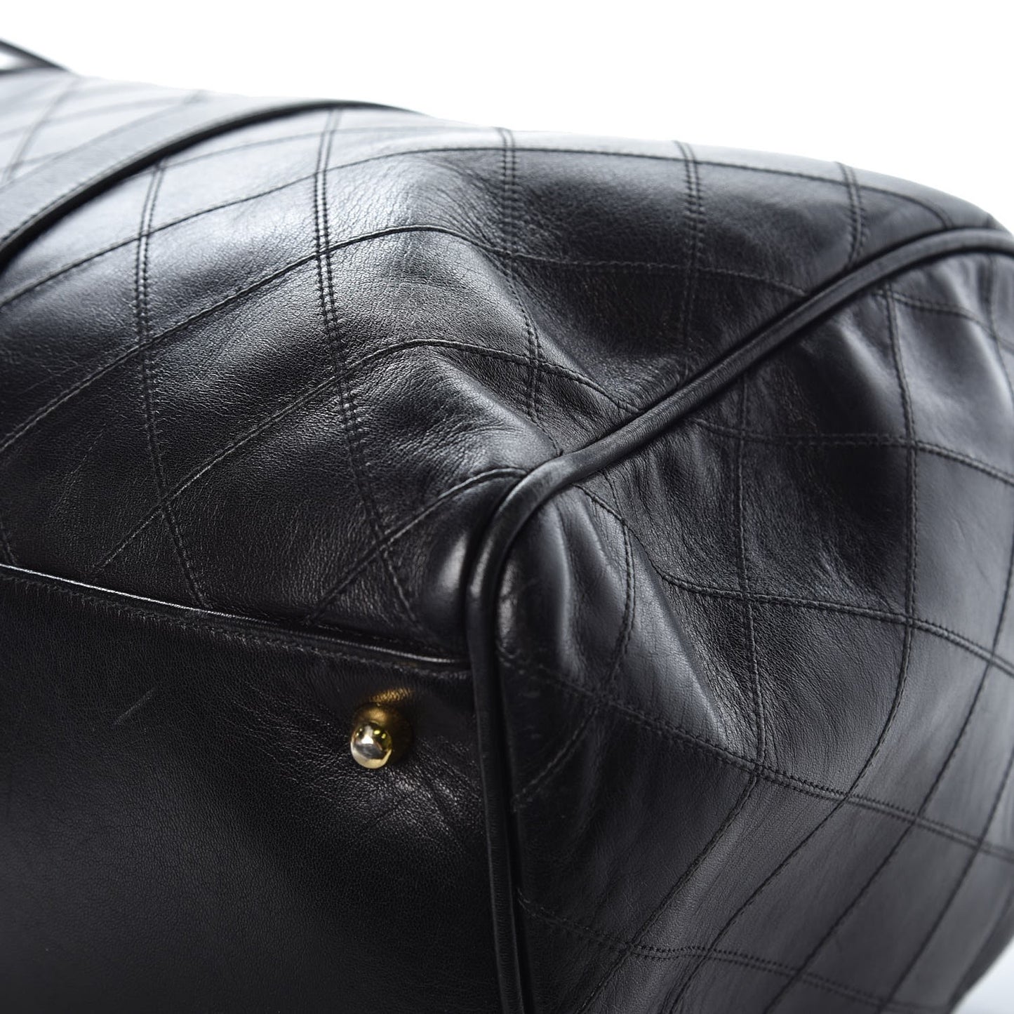 Calfskin Stitched Duffel Bag Black
