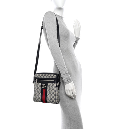 Gucci GG Supreme Monogram Textured Dollar Calfskin Web Small Ophidia Messenger Bag Beige Blue 2 of 11