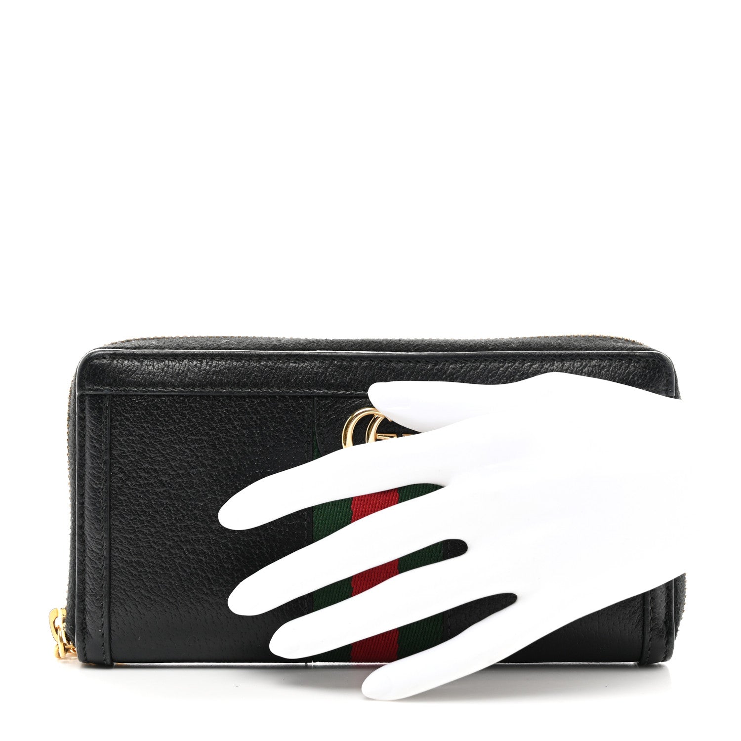 Gucci Calfskin Web Ophidia Zip Around Wallet Black 2 of 7