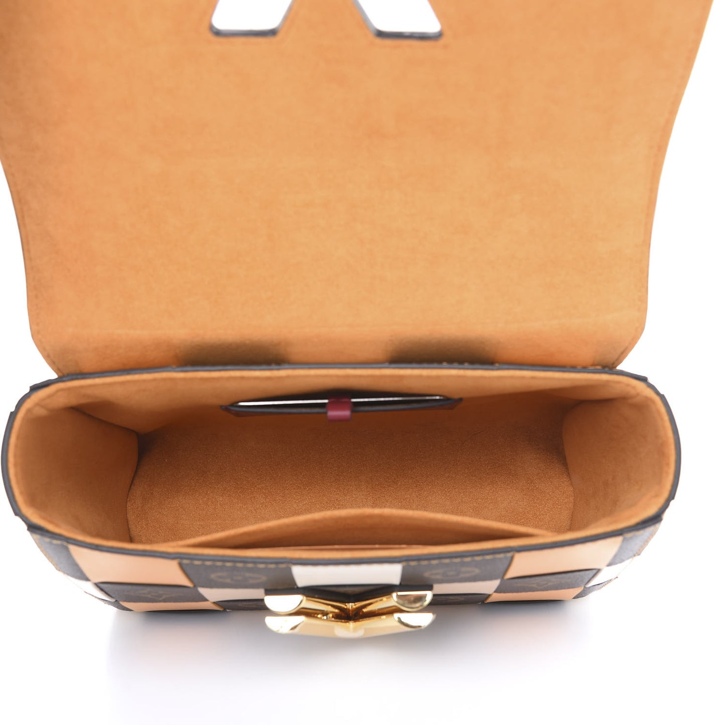 Calfskin Monogram Check Twist MM Beige White Orange