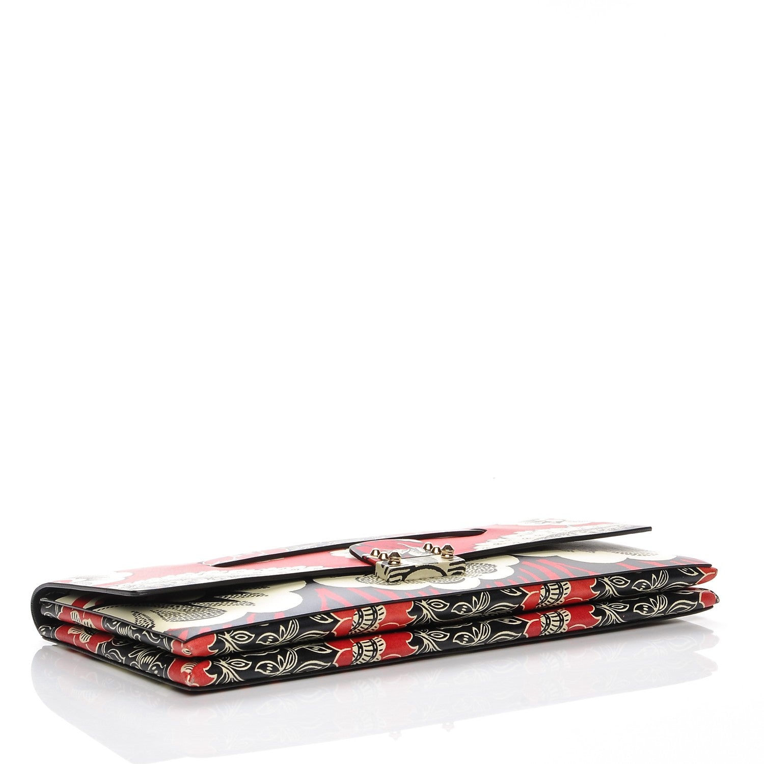 Valentino Garavani Calfskin Floral Mime Clutch Red 4 of 6