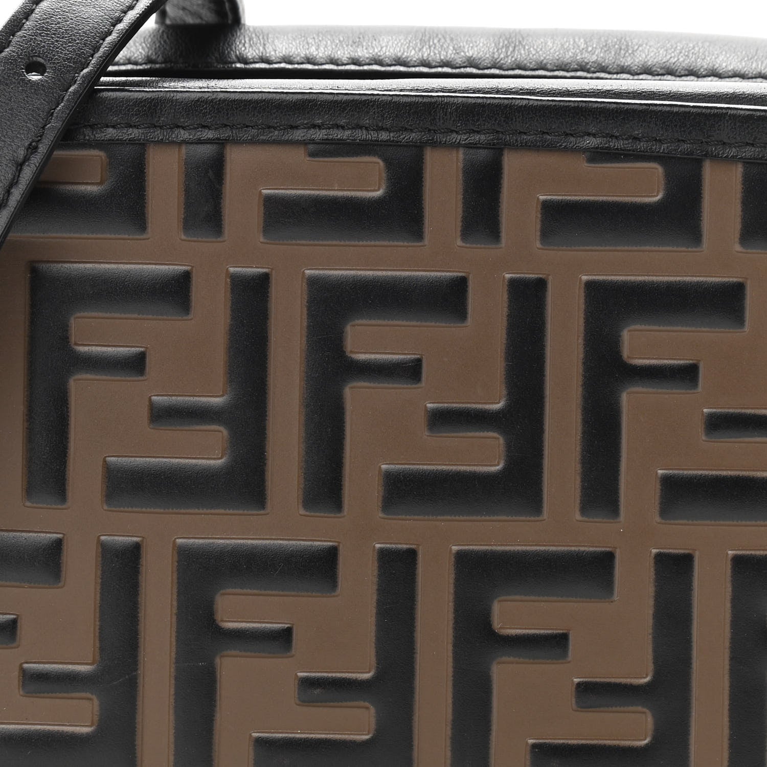Fendi Vitello Century Bi-Color FF 1974 Embossed Mini Camera Case Maya Black 8 of 11