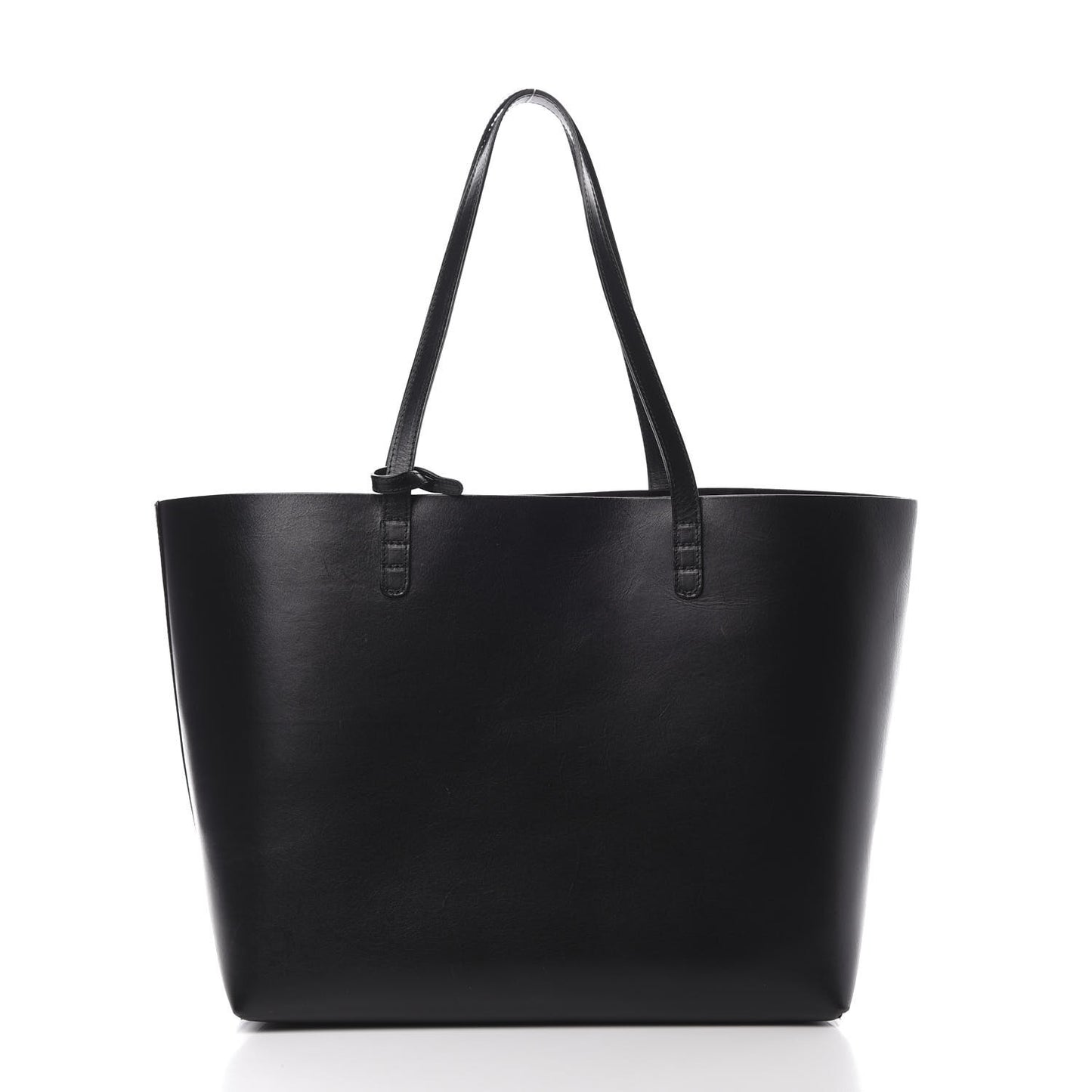 Smooth Calfskin Large Shopping Tote Black Argento
