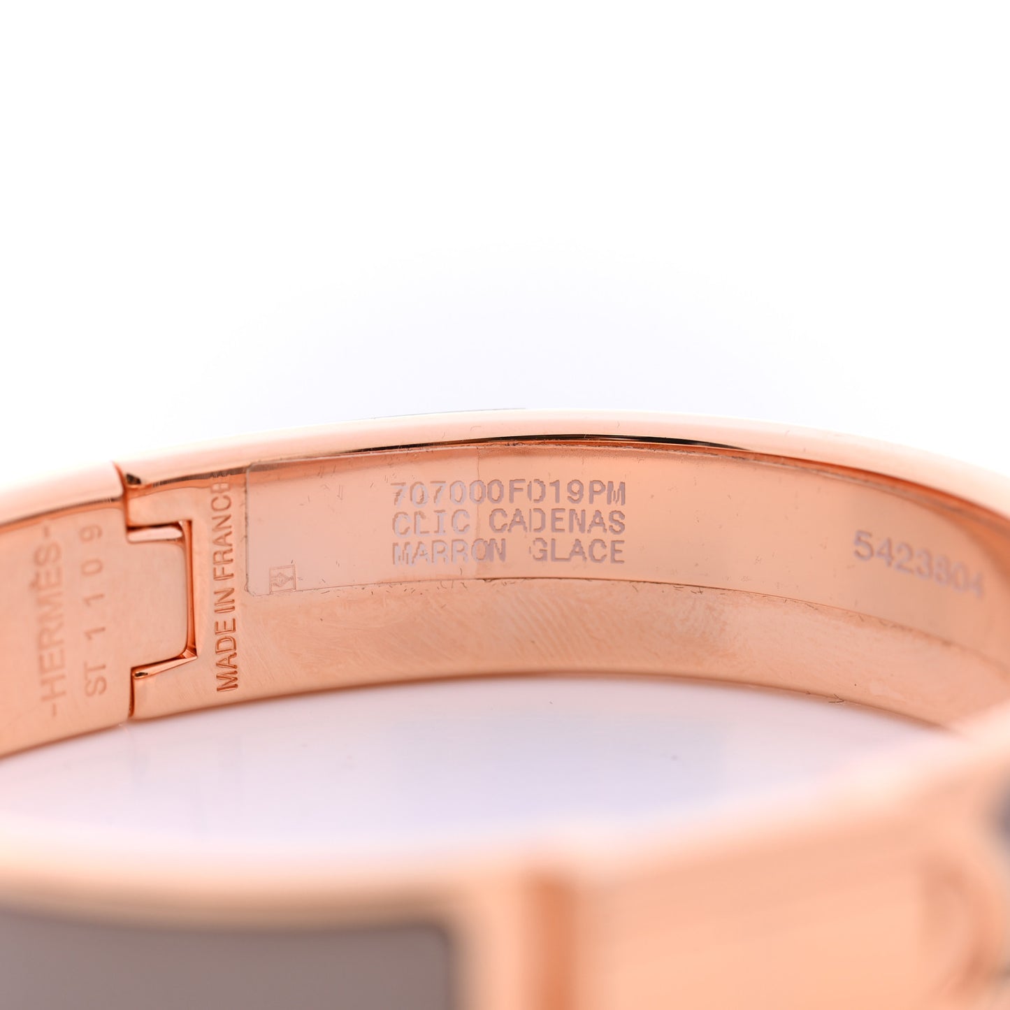 Enamel Narrow Clic Cadenas Bracelet PM Marron Glace