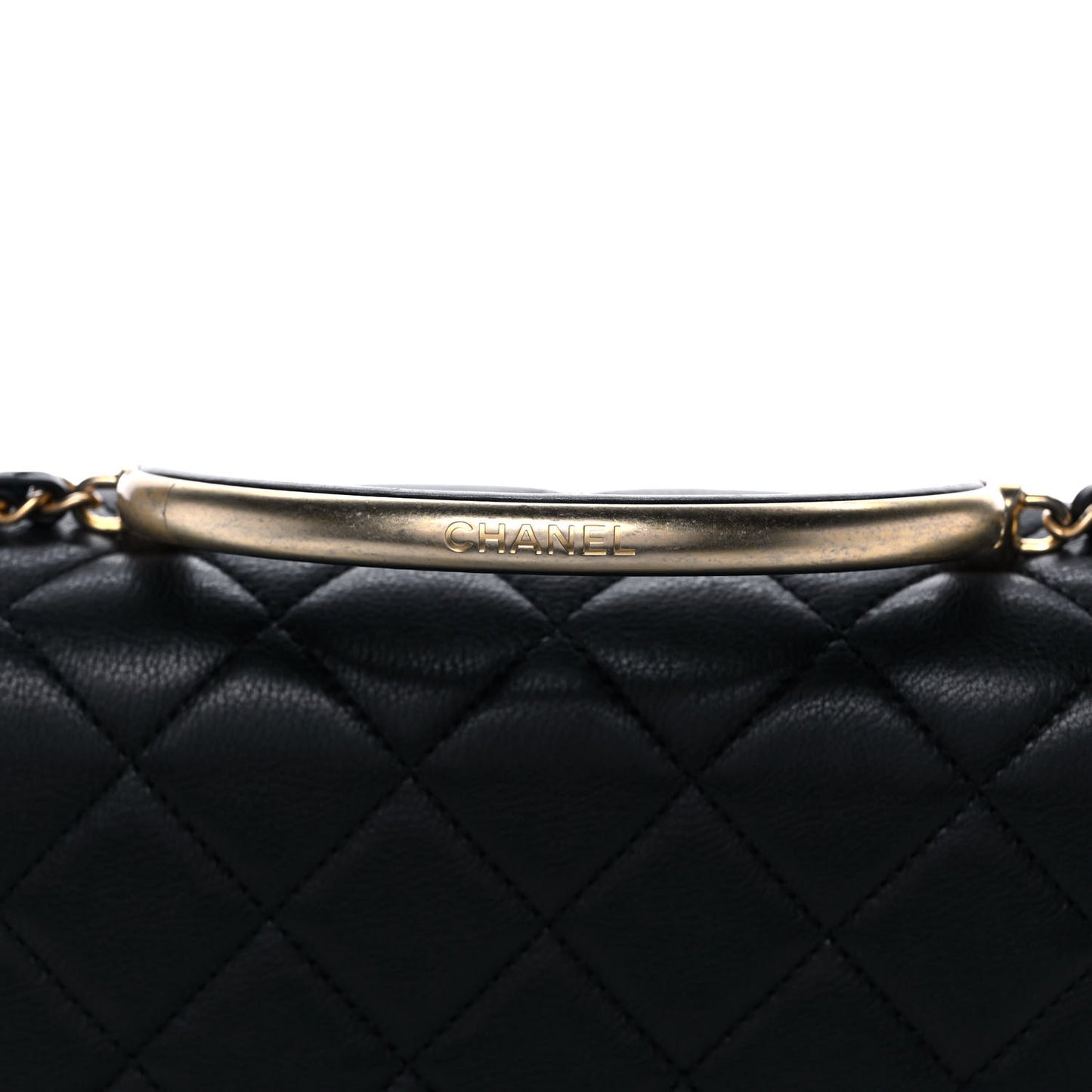 Calfskin Quilted Small Gold Top Handle Flap Black