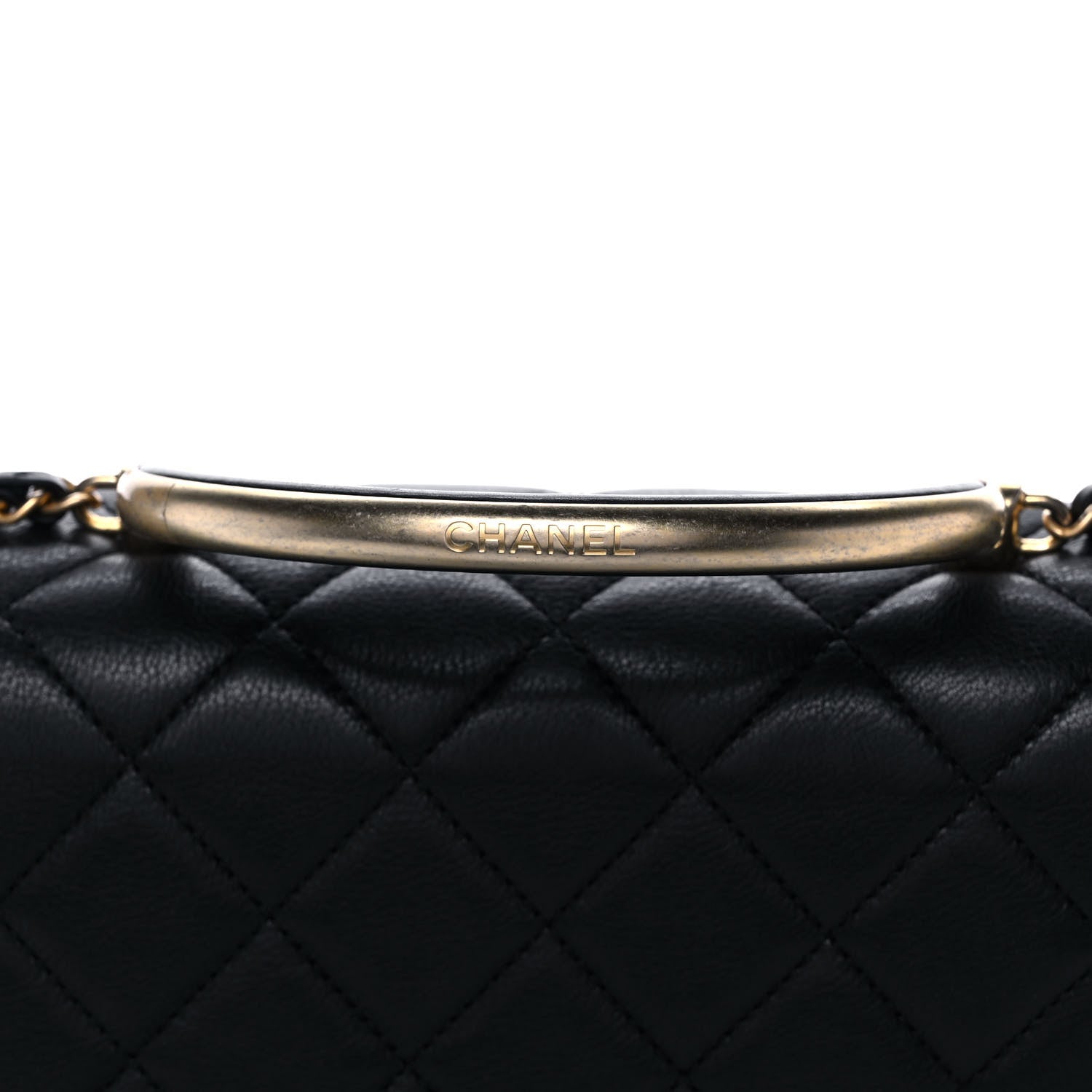 Chanel Calfskin Quilted Small Gold Top Handle Flap Black 9 of 15