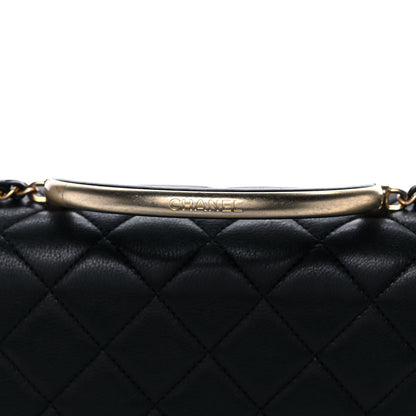 Chanel Calfskin Quilted Small Gold Top Handle Flap Black 9 of 15
