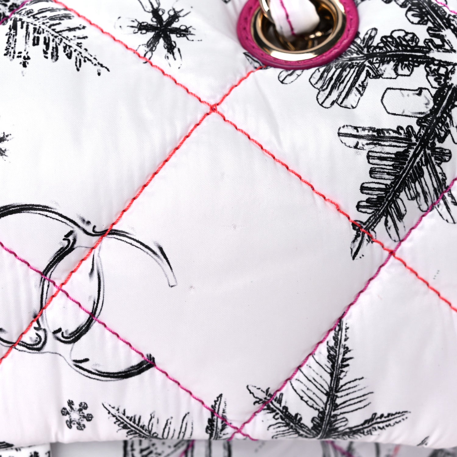 Chanel Nylon Knit Coco Neige Snowflake Small Flap White Pink 11 of 11