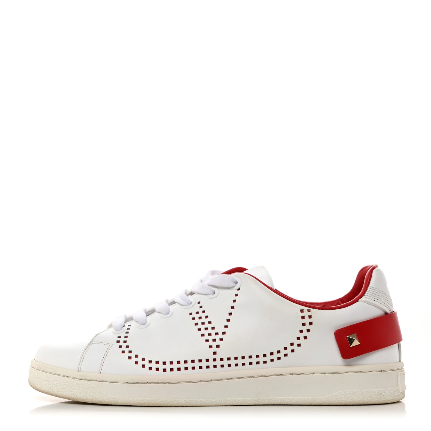 Calfskin Womens Backnet Sneakers 37.5 White Red