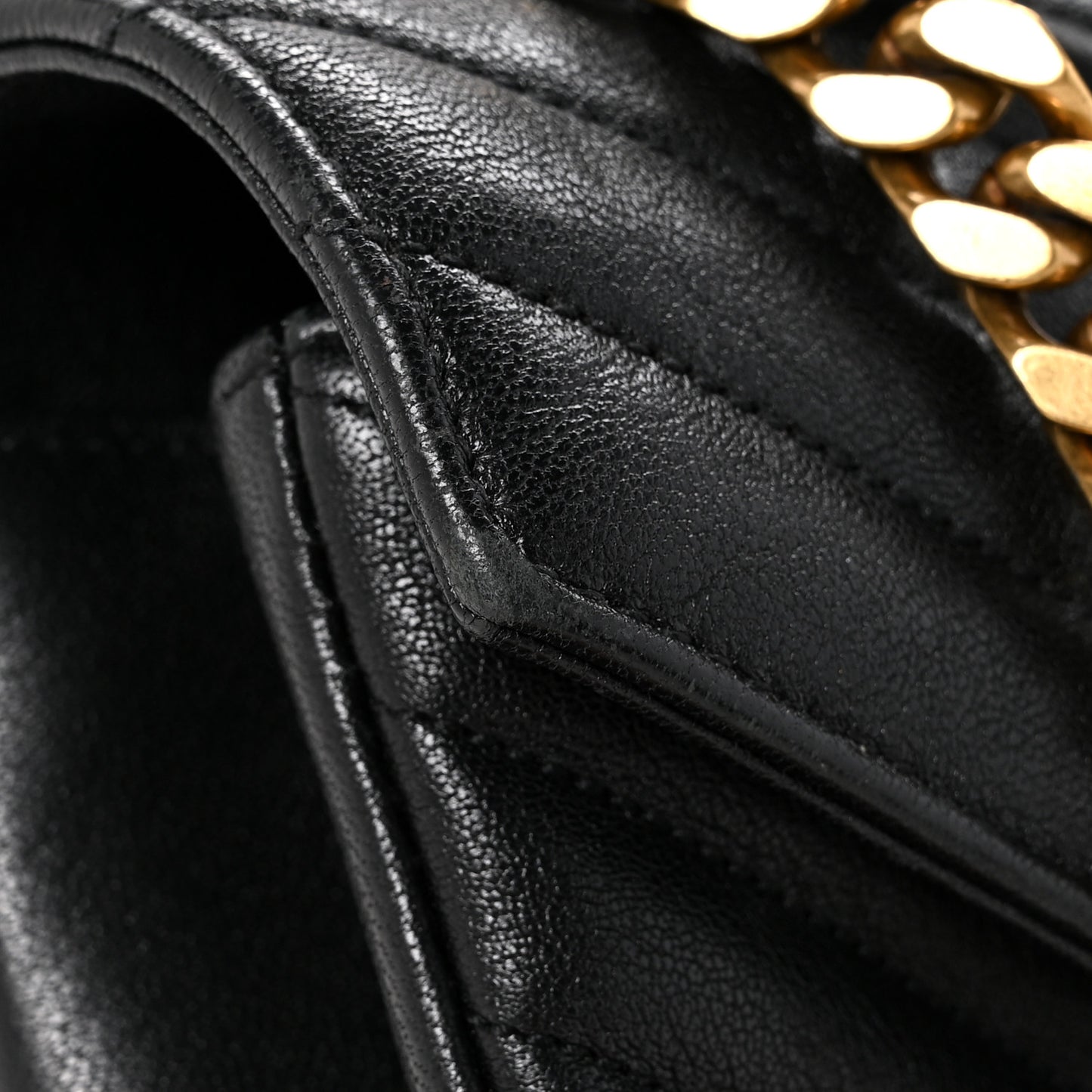 Sheepskin Matelasse Chevron Monogram Medium College Bag Black