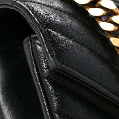 Saint Laurent Sheepskin Matelasse Chevron Monogram Medium College Bag Black 14 of 16