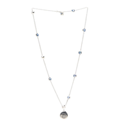 Gucci Sterling Silver Blue Zirconia Blind For Love Pendant Necklace 3 of 4